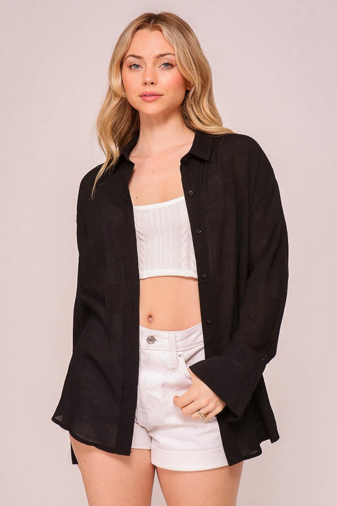 BELL SLEEVE LINEN TOP